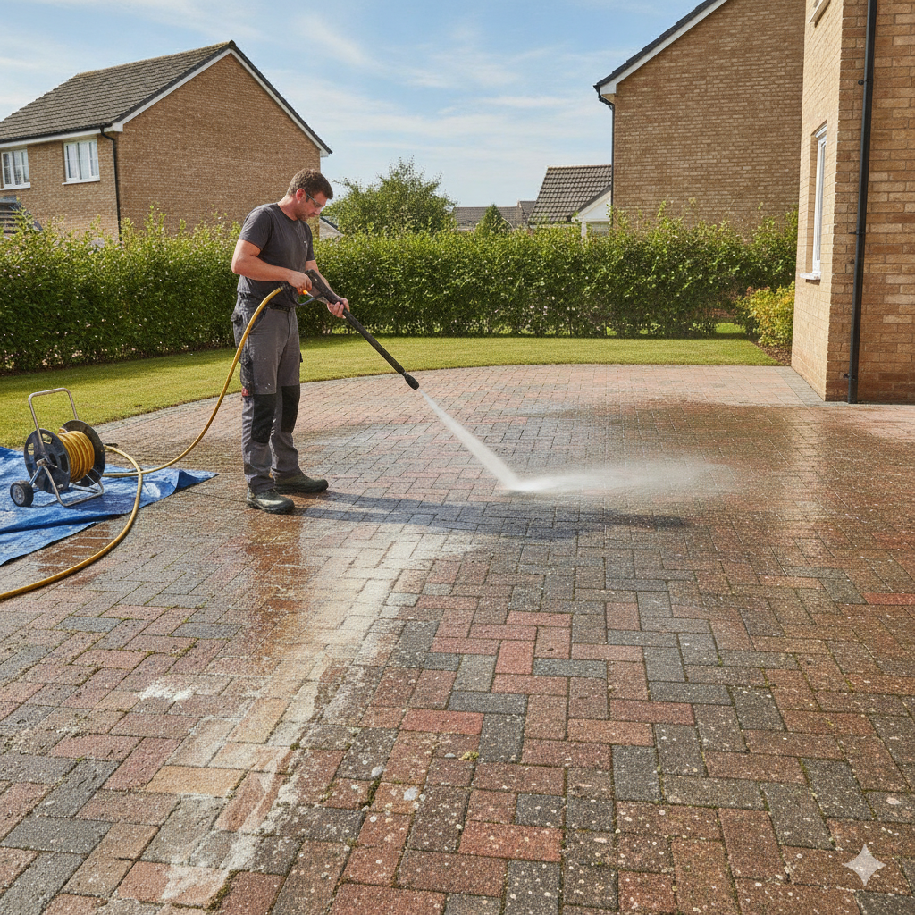 Jet wash driveway