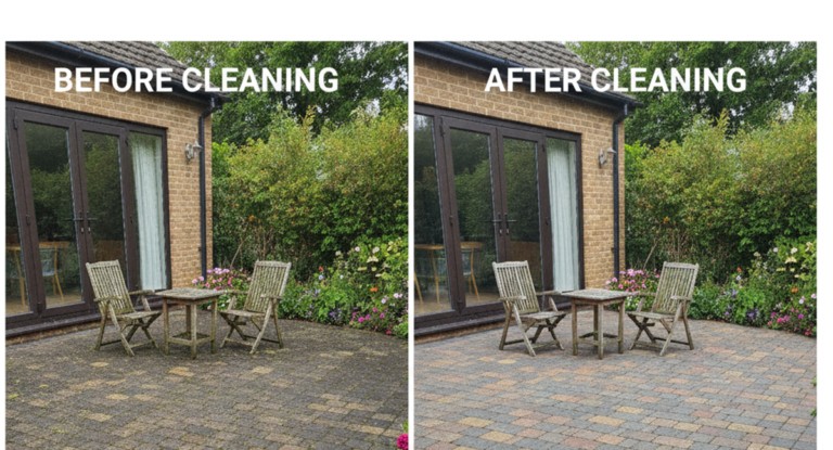 Patio before and after cleaning